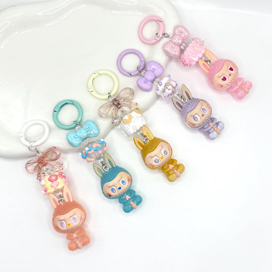 The Monsters Labubu zimomo figures with Hand Painted Bead Keychain | Bag charm | Phone charm | Handmade Beads | Popmart Bead