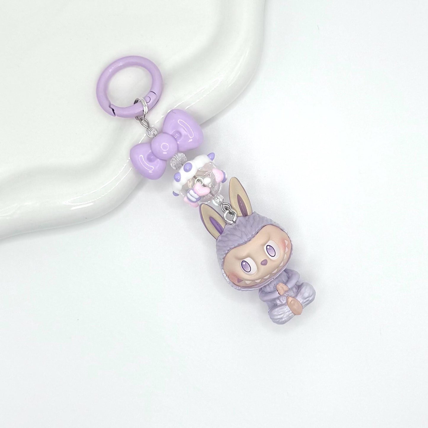 The Monsters Labubu zimomo figures with Hand Painted Bead Keychain | Bag charm | Phone charm | Handmade Beads | Popmart Bead