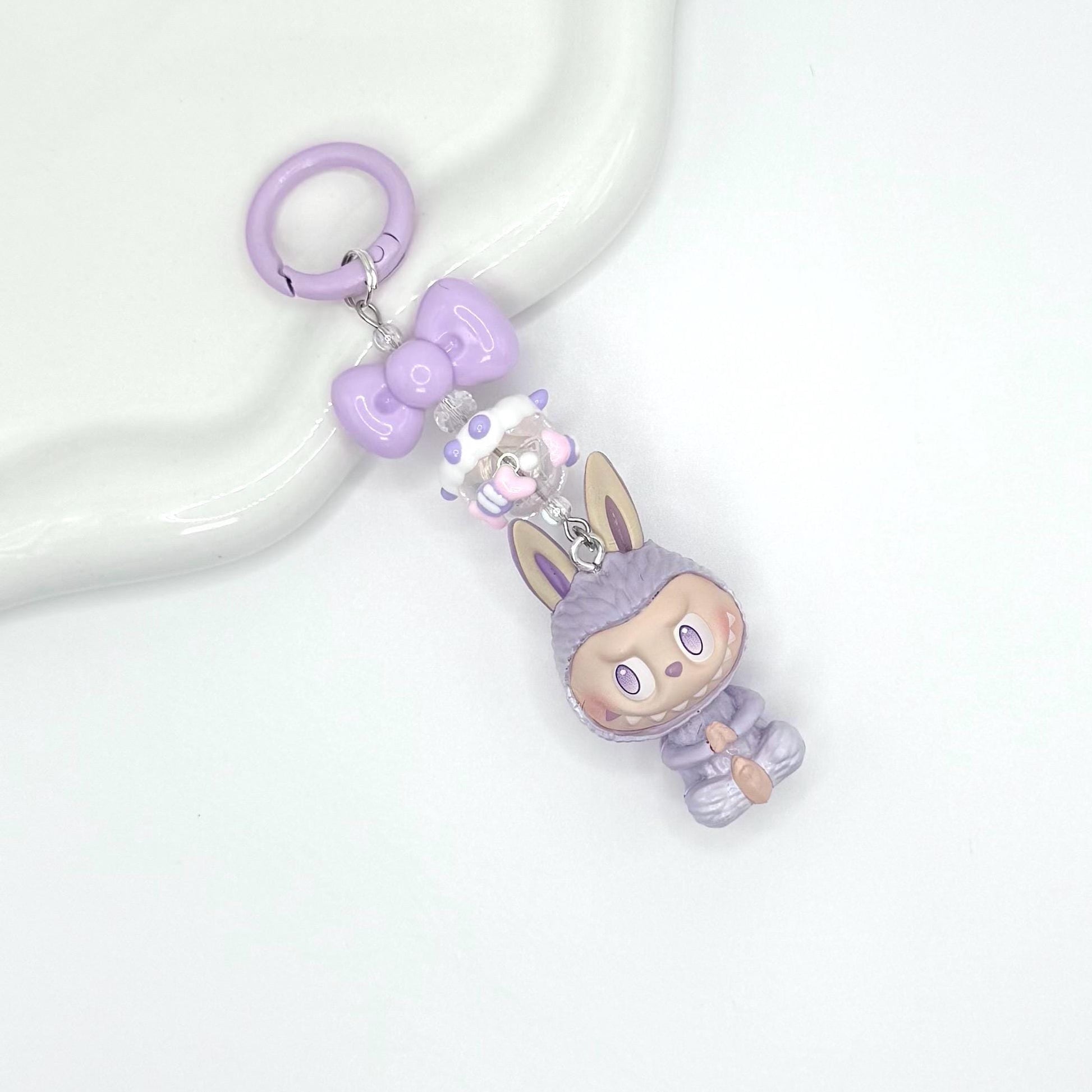 The Monsters Labubu zimomo figures with Hand Painted Bead Keychain | Bag charm | Phone charm | Handmade Beads | Popmart Bead