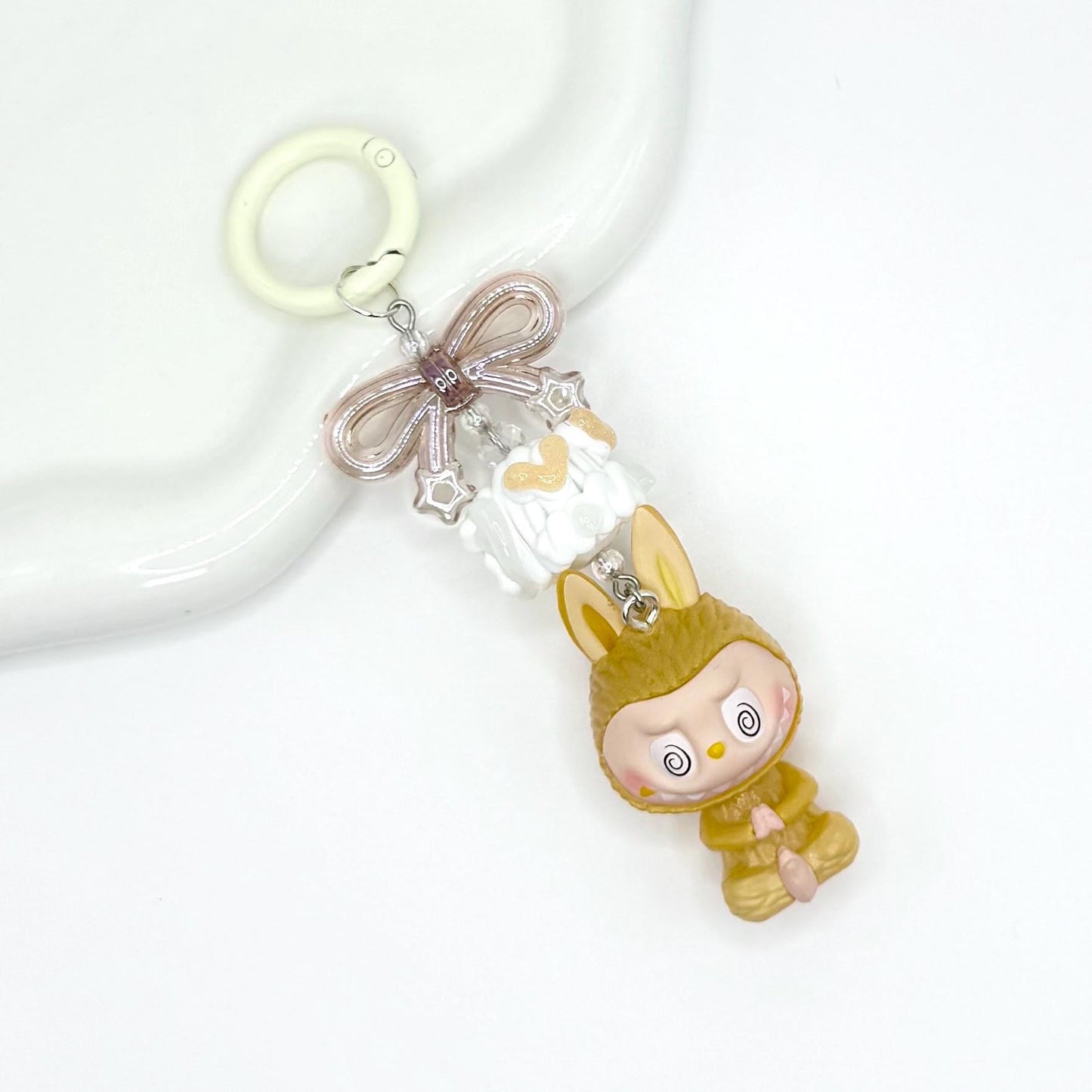 The Monsters Labubu zimomo figures with Hand Painted Bead Keychain | Bag charm | Phone charm | Handmade Beads | Popmart Bead