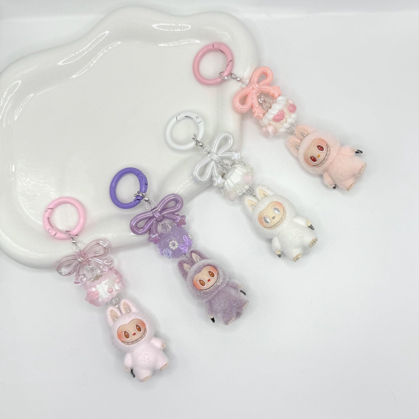 The Monsters Labubu zimomo figures with Hand Painted Bead Keychain | Bag charm | Phone charm | Handmade Beads | Popmart Bead