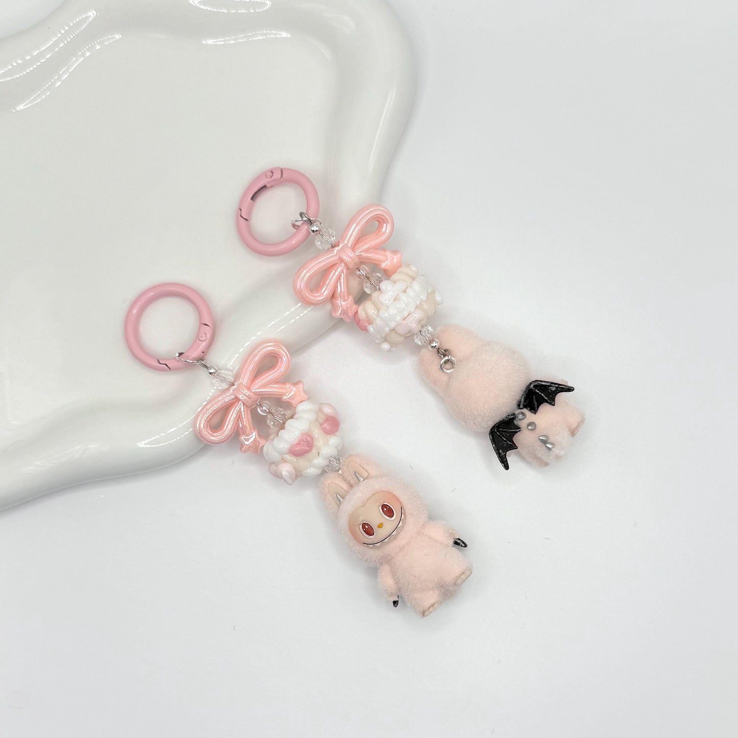 The Monsters Labubu zimomo figures with Hand Painted Bead Keychain | Bag charm | Phone charm | Handmade Beads | Popmart Bead