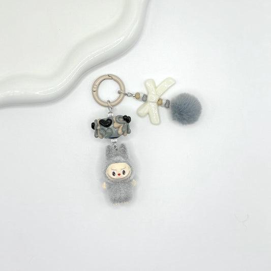The Monsters Labubu Standing figures with Hand Painted Bead Keychain | Bag charm | Phone charm | Handmade Beads | Popmart Bead