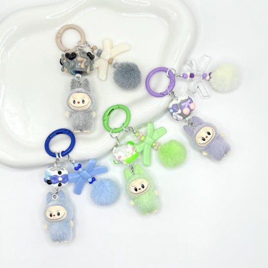 The Monsters Labubu Standing figures with Hand Painted Bead Keychain | Bag charm | Phone charm | Handmade Beads | Popmart Bead