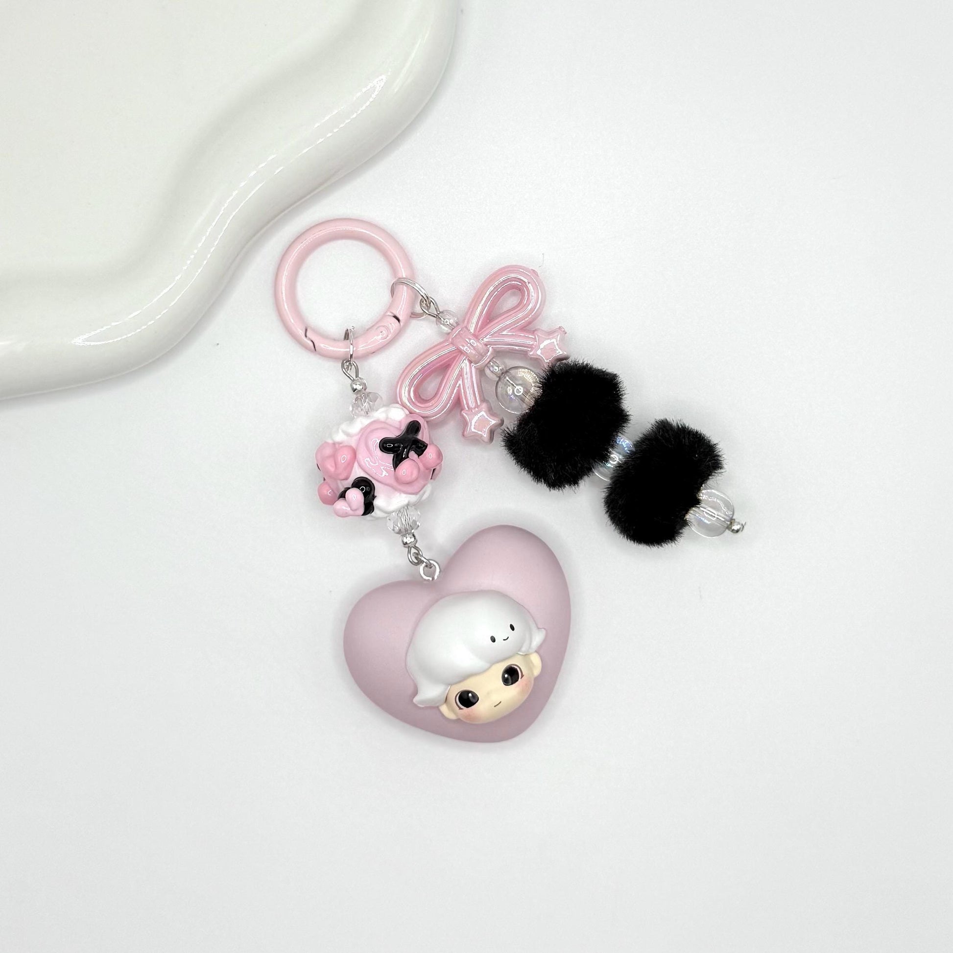 Dimoo Heart Mini Figure Double Strands Keychain | Bag Charm