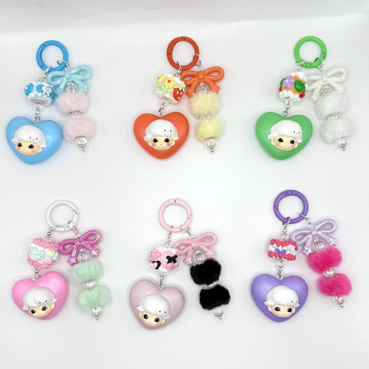 Dimoo Heart Mini Figure Double Strands Keychain | Bag Charm