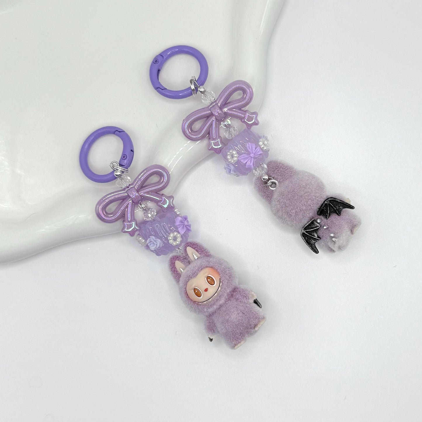 The Monsters Labubu zimomo figures with Hand Painted Bead Keychain | Bag charm | Phone charm | Handmade Beads | Popmart Bead