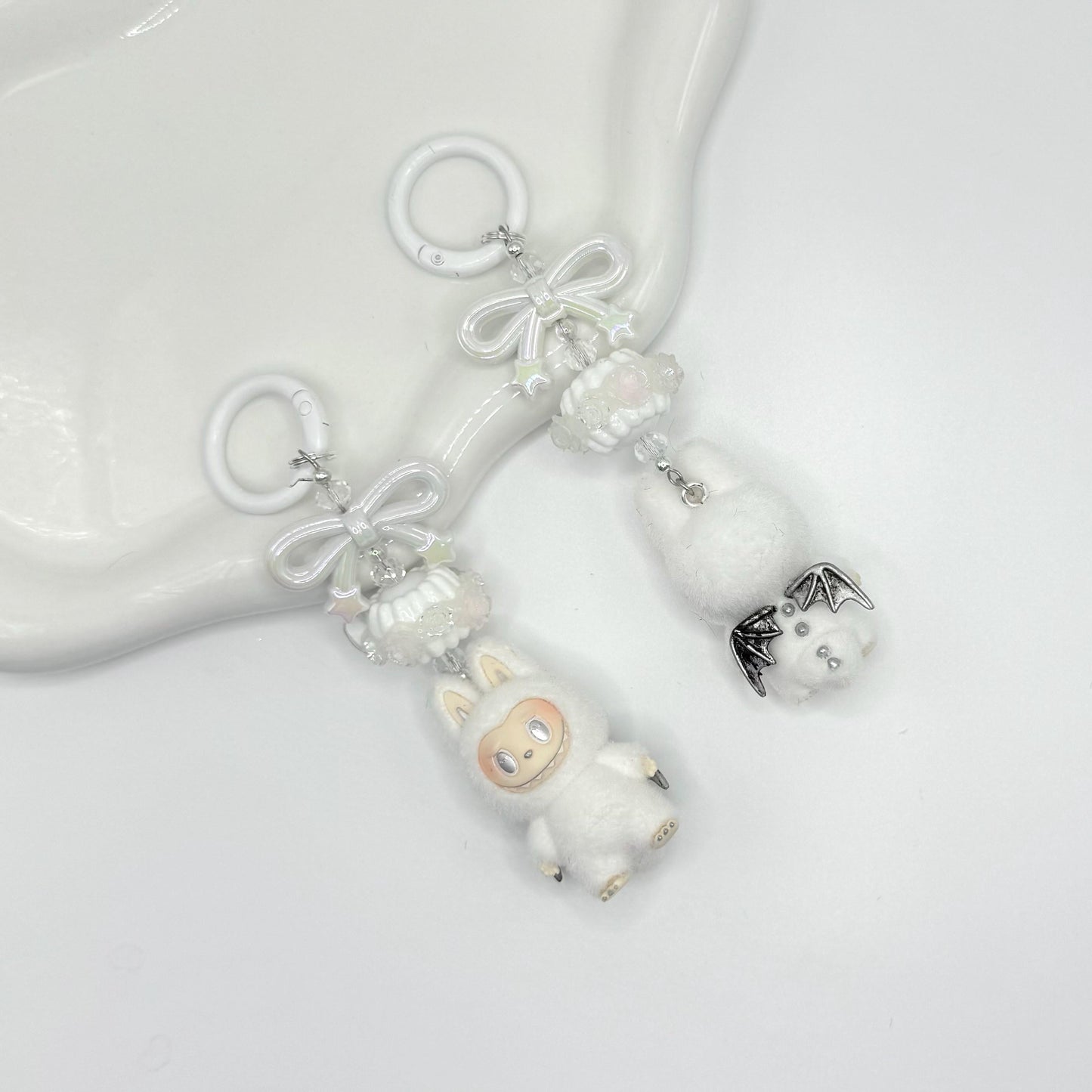 The Monsters Labubu zimomo figures with Hand Painted Bead Keychain | Bag charm | Phone charm | Handmade Beads | Popmart Bead