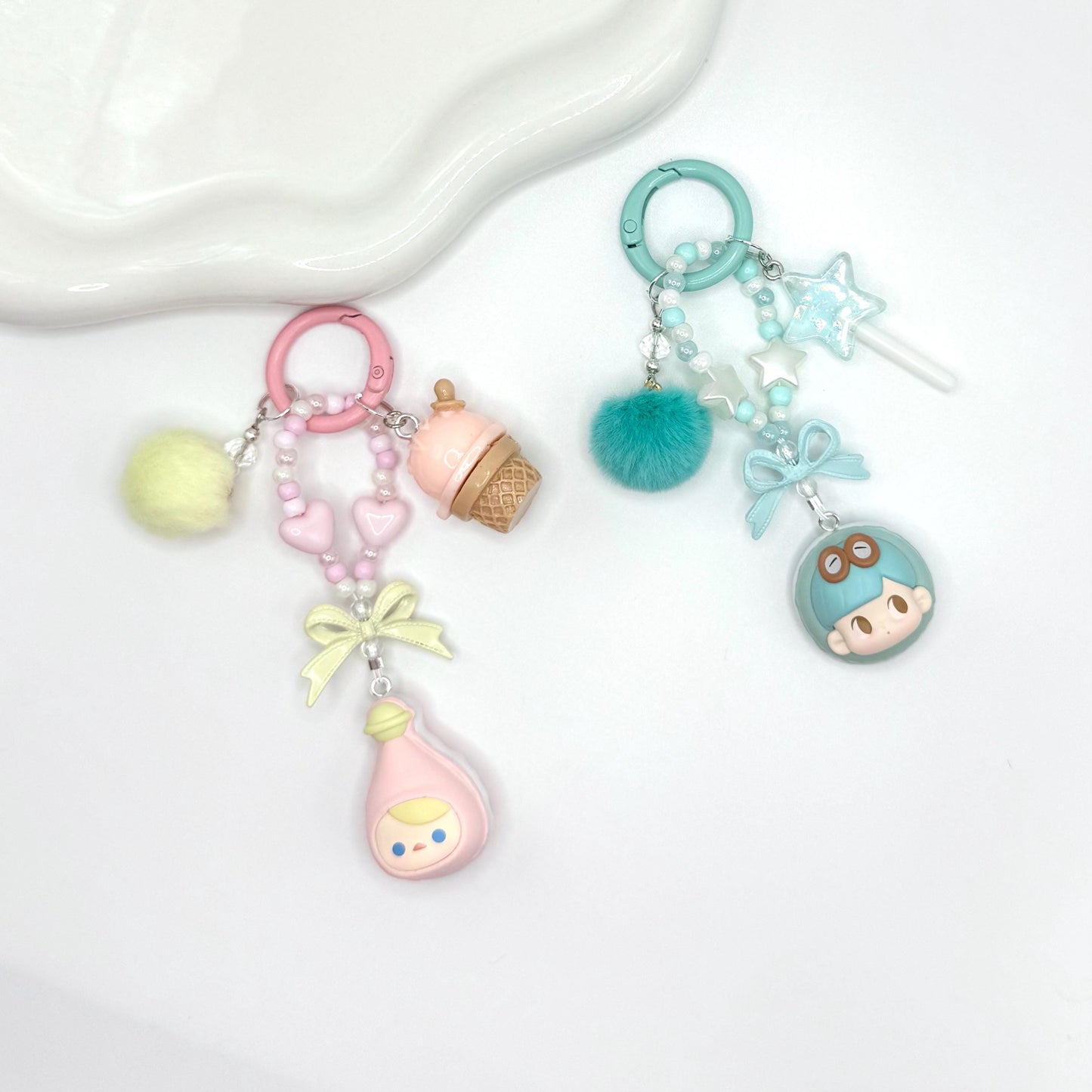 Macaron Dessert Series Authentic Pop Bean Hand Painted Bead Keychain | Bag charm | Phone charm | Handmade Beads | Popmart Bead