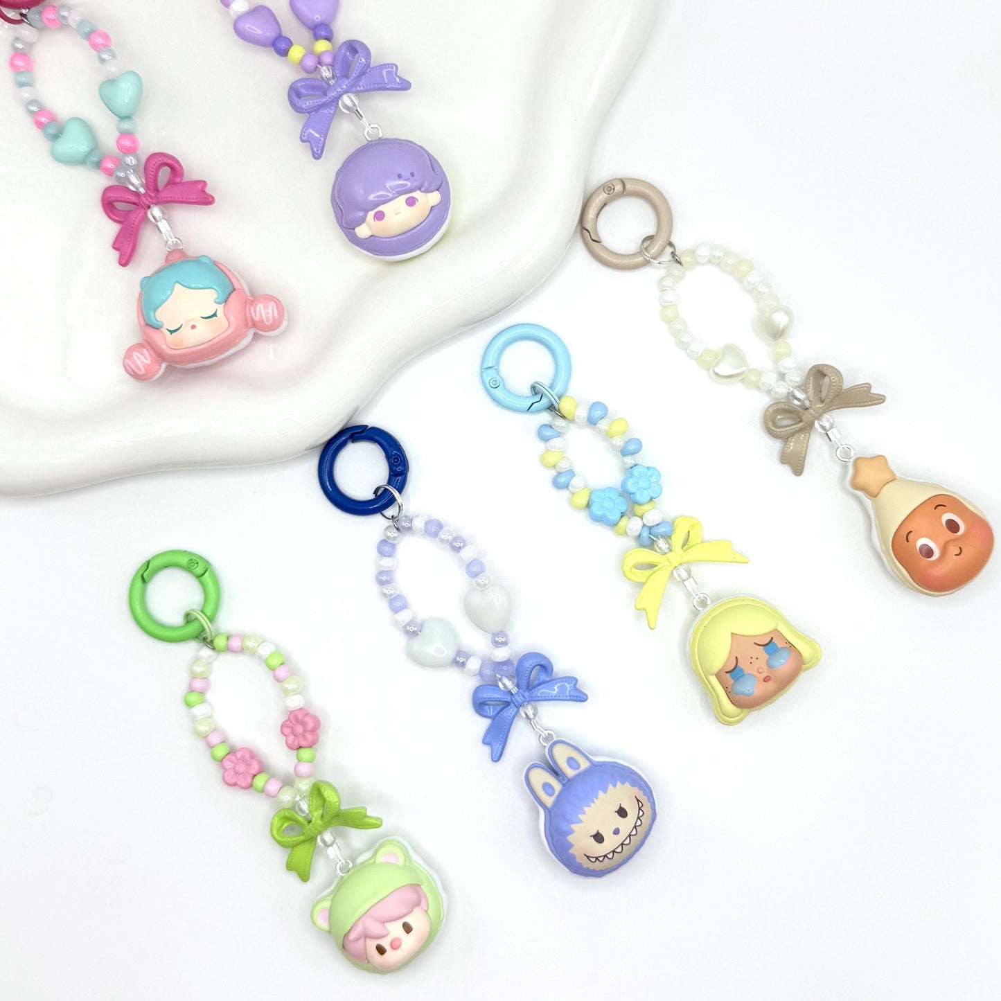 Macaron Dessert Series Authentic Pop Bean Hand Painted Bead Keychain | Bag charm | Phone charm | Handmade Beads | Popmart Bead