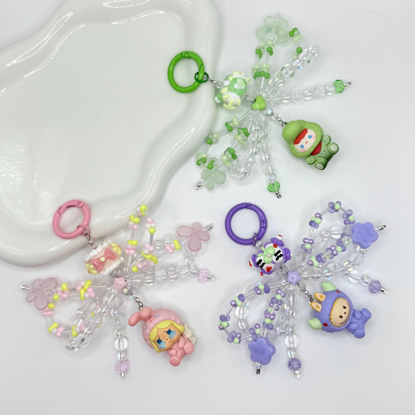 Pajama Party Series Authentic Pop Bean Hand Painted Bead Keychain | Bag charm | Phone charm | Handmade Beads | Popmart Bead