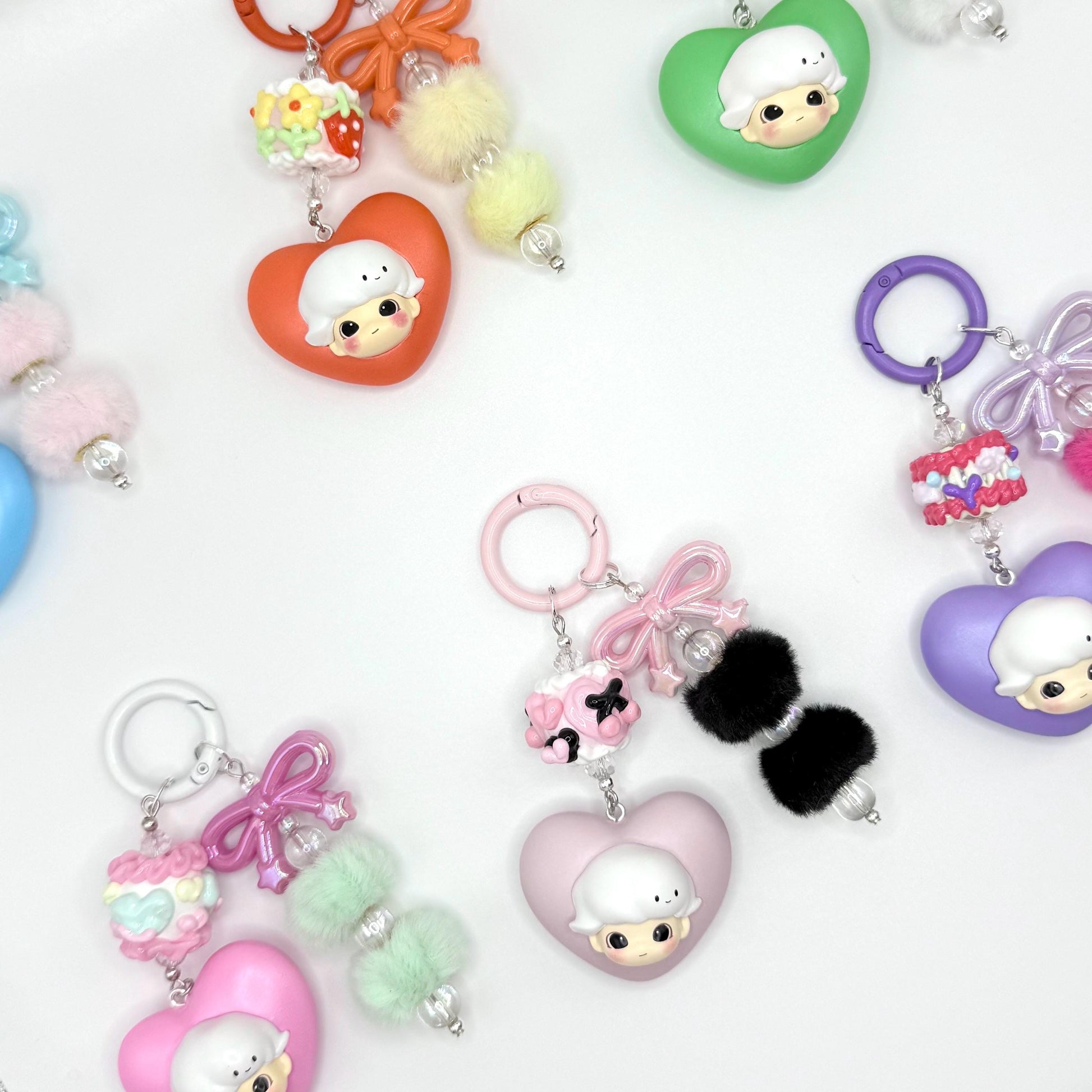 Dimoo Heart Mini Figure Double Strands Keychain | Bag Charm