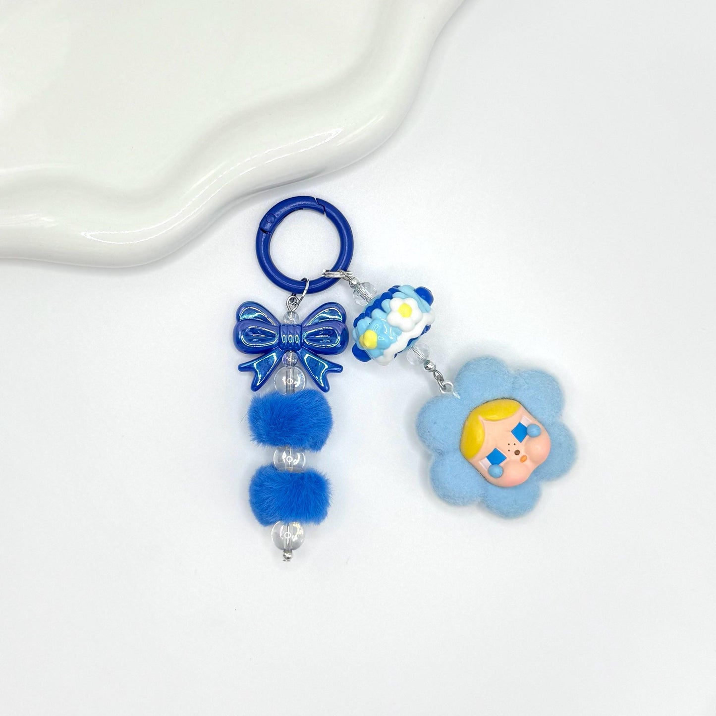 CryBaby Fuzzy Flower Mini Figure Double Strands Keychain | Bag Charm