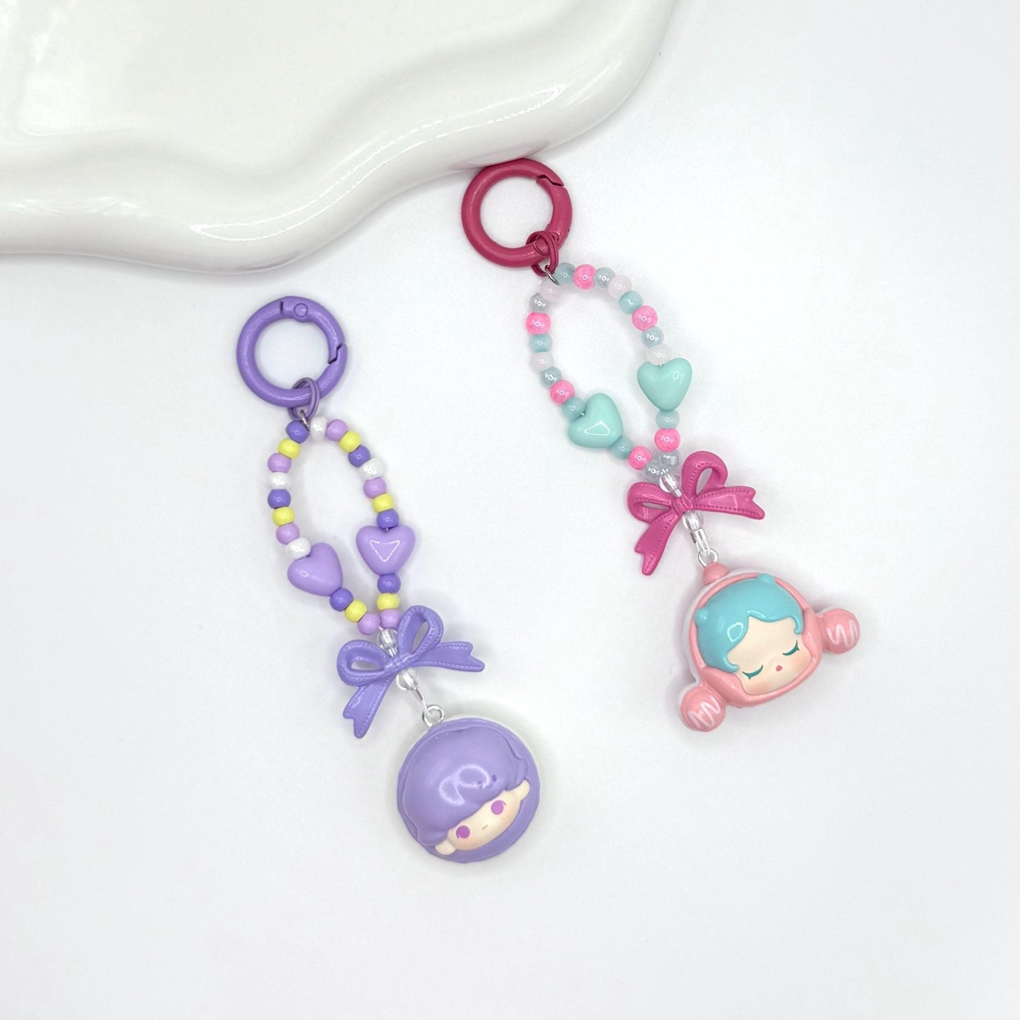 Macaron Dessert Series Authentic Pop Bean Hand Painted Bead Keychain | Bag charm | Phone charm | Handmade Beads | Popmart Bead