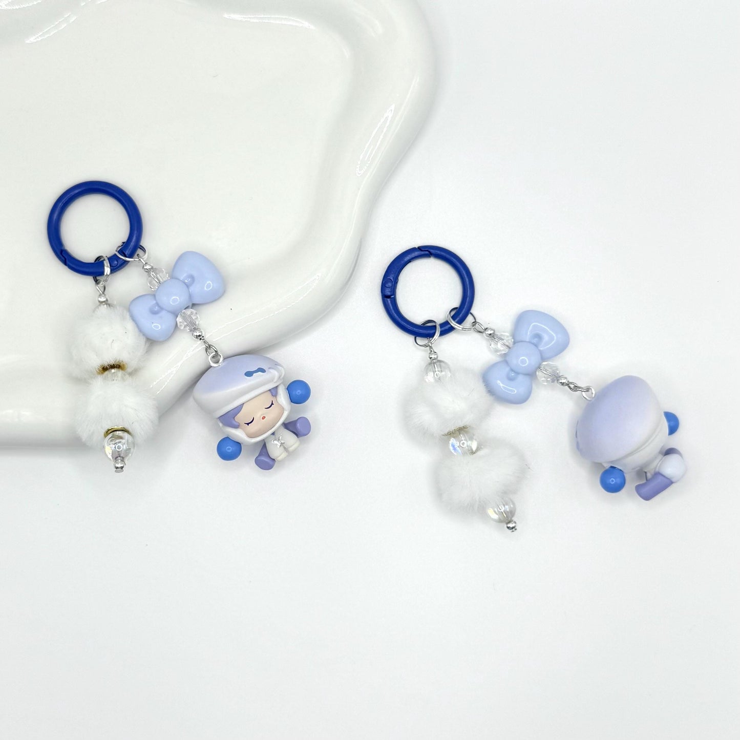 Skullpanda Pompom Mini Figure Double Strands Keychain | Phone Charm