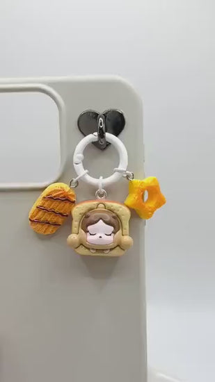 Bread Pop Bean Hand Painted Bead Keychain | Bag charm | Phone charm | Handmade Beads | Popmart Bead