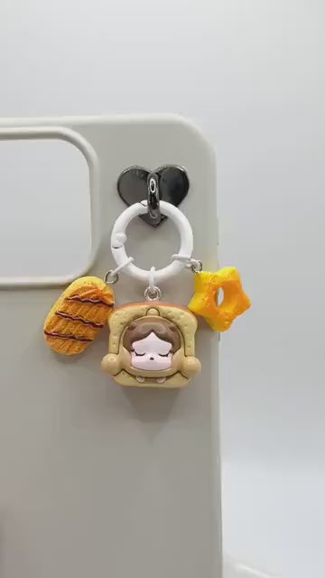 Bread Pop Bean Hand Painted Bead Keychain | Bag charm | Phone charm | Handmade Beads | Popmart Bead